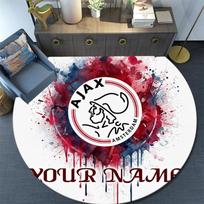 Custom Name Ajax Amsterdam Round Area Rug,Carpet Rug for Living Room Bedroom Sofa Playroom Decor,Non-slip Floor Mat 80cmx80cm gray
