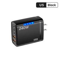 1Pcs240w Gan Fast Charger 5 In 1 With Led Light 2usb+3type-C Multi Port Phone Charger For Iphone VIVO OPPO Samsung Huawei Xiaomi