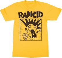 Vtg Rancid Band sunkūs medvilniniai geltoni vyriški marškinėliai, pilno dydžio BL375 L black