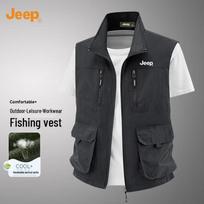 JEEP vyriška lengva vasarinė liemenė su daug kišenių XL white