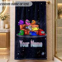 Beach TowelAmong Us Custom Name Text Personalized Soft Towel for Beach Pool Indoor Home Decor Gift 70cmx140cm(27x55inch)