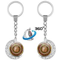 Fashion Casino Roulette Keychain: Time Gem Gambling Wheel Pendant Accessory gray