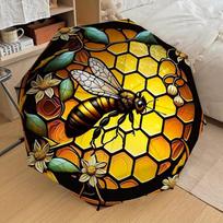 1pc Bee Honeycomb Stained Glass Automatic Folding Umbrella, Casual Outdoor Accessory, Birthday Festival Gift yy251126160 yellow