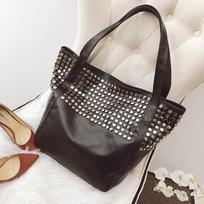 Women's leather shoulder bag casual feminine tote bag feminine fashion vintage bag brief shoulder large black bags gray