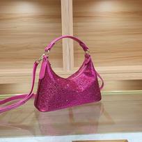 Women's Rhinestone Evening Tote - High-End, Large Capacity, Trendy Handbag rožinė raudona spalva