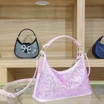 Women's Rhinestone Evening Tote - High-End, Large Capacity, Trendy Handbag beige