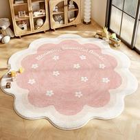Gėlių raštas Svetainės dekoracija Mergaitės kilimas Netaisyklingos formos kilimai miegamajam Purus minkštas svetainės grindų kilimėlis Storas pliušinis kilimas 80x80CM beige