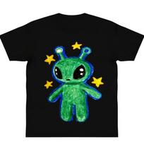 green alien graphic Tee Unisex Short Sleeve Shirt S-5XL S black