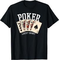 Poker Lucky Card Game T-shirt L beige