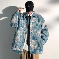 Men S Thin Printed Casual Baseball Jacket For Spring Autumn 5XL mėlyna