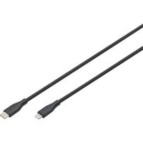 Kabel USB Digitus USB Silicone charging cable, USB-C - Lightning 1m, USB 2.0, 60W, black