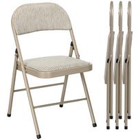 4 Piece Set Folding Chairs Portable Office Chairs Steel Legs Folding Chair For Office Reception Waiting Room Linen Look