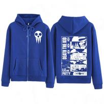 Apanese Anime Soul Eater Death The Kid Zipper Hoodies Men Women Funny Style Sweatshirt Long Sleeves Pullovers Winter Fleece Tops L mėlyna