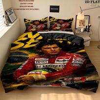 Ayrton Senna Pattern Bedding Set Quilt Cover Pillowcase Home Decor Gift (1 * duvet cover + 2 * pillowcase, without core) 135x200cm