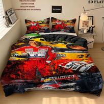 Ayrton Senna Pattern Bedding Set Quilt Cover Pillowcase Home Decor Gift (1 * duvet cover + 2 * pillowcase, without core) 200x220cm