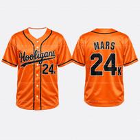 2026 Bruno Mars 24K Hooligans Baseball Jersey Men Women Unisex Short Sleeve Hip Hop Streetwear Tops for Fans Family Matching XXS orange