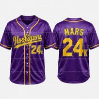 2026 Bruno Mars 24K Hooligans Baseball Jersey Men Women Unisex Short Sleeve Hip Hop Streetwear Tops for Fans Family Matching XXS purple
