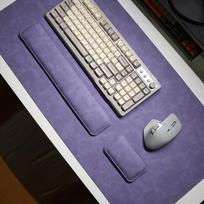 Large Leather Desk Mat Set With Wrist Rest Crazy Horse Anti-slip Office Mouse Pad Computer Keyboard Purple