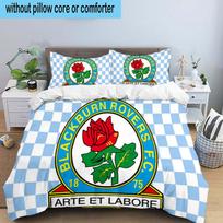 3PCS Blackburn Rovers Fc Crest Printed Bedding Set, Includes A Duvet Cover and Two Pillowcases for Bedroom, Suitable for All Seasons 135cmx200cm white