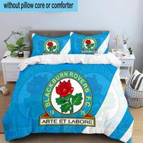3PCS Blackburn Rovers Fc Crest Printed Bedding Set, Includes A Duvet Cover and Two Pillowcases for Bedroom, Suitable for All Seasons 135cmx200cm blue