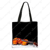 Music Notes Print Tote Bag Musical Instrument Handbag Guitar Violin/Violoncello/Piano Shoulder Bag BookBag Day Bag Shopping Bag 34cmX34cm