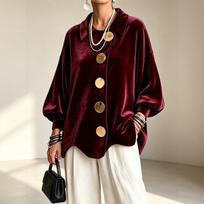 Women's Long Sleeve Lapel Open Front Cardigan Sweater Korean Velvet Fashion Top Coat Outerwear XL