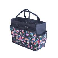 Garden Supply Carry Bag Cloth Body with Exterior Pockets and Open Interior for Gardening DIY Craft Storage Tasks black