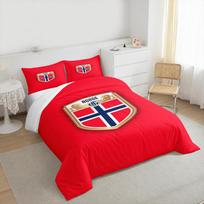 Norway Norge National Football Team Crest Bedding set (1 duvet cover, 2 pillowcases, duvet not included), NFF Soccer Badge Art 200x220cm