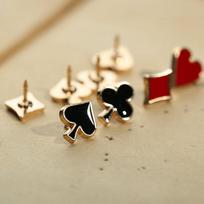 Poker Card Brooch Set: Hearts, Spades, Diamonds, and Clubs - Workwear Denim Accessory Pin beige