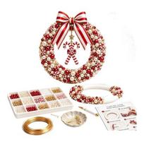 Beginner Friendly Wreath Kit DIY Christmas Pearl Kit, Handmade Beaded Holiday Door Decor, Elegant Seasonal Home Decor Wall Hanging Craft Project D