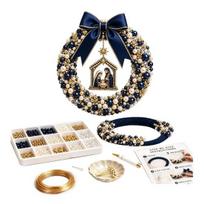 Beginner Friendly Wreath Kit DIY Christmas Pearl Kit, Handmade Beaded Holiday Door Decor, Elegant Seasonal Home Decor Wall Hanging Craft Project E