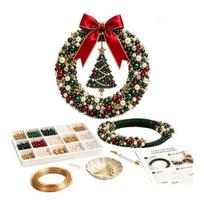 Beginner Friendly Wreath Kit DIY Christmas Pearl Kit, Handmade Beaded Holiday Door Decor, Elegant Seasonal Home Decor Wall Hanging Craft Project A