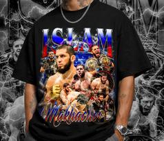 Islam Makhachev T Shirt UFC Lightweight Champion Shirt MMA Fighter Tee Dagestan Fight Night Shirt Gift for UFC Fans Combat Sports Apparel XL gray