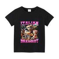Italian Brainrot Animals Kids T-shirt Cappuccino Assassino Short Sleeve Tops for Kids Funny Meme Cute Tee Summer Clothing 150