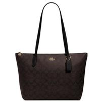 COACH Zip Top Tote PVC Tote Bag, Shopping Bag, Shoulder Bag Large Women's Dark Brown 4455-IMAA8 Basic Set (Bag+Dust Bag) black
