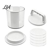 Grilling Accessories for BBQ Burger Patty Maker, Multi-Layer Hamburger Press Set, Non-Stick Plastic Homemade Mold And Kitchen Meat Prep 5pcs white