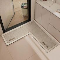 L-Shaped Kitchen Rug Water Absorbent Anti-slip Bathroom Mat Oil-resistant Stain-resistant Kitchen Corner Carpet for Home Corner 60*60*24cm