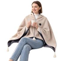 Hands-free Heated Scarf for Desk USB Shawl Blanket with Graphene Heating, Front Zip Hands-Free Winter Warm Wrap, 3-Level Gift Her Adjustable