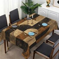Geometrinis abstraktaus žemės atspalvių staltiesė - Tamsiai ruda, rusva ir smėlio spalvos tinka restorano dekoravimuizyc 60*120inch(152cm*300cm）
