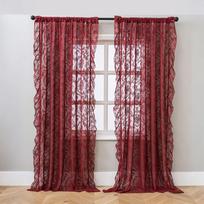 French Mid-Century Vintage Curtain, New Luxury Semi-Blackout Drape with Ruffled Edge, for Living Room Bedroom, American Light Luxury Door Curtain W100 X H100CM Rod Pocket raudona