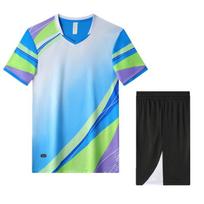Women Men Volleyball Jersey Set Short Sleeve Training Uniforms Students Breathable Sportswear 6XL blue