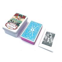 Modern Witch Tarot Cards in Metal Tin Box 10cm*6cm Board Games Gold Pink Gold-Plated Edge Cards with Paper Manual blue
