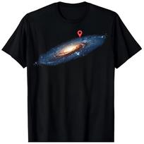 Milky Way Galaxy Universe Location Pin Space Cosmic BLACK T-Shirt 1108 120 blue