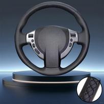 Hand-Stitched Microfiber Leather Steering Wheel Covers for Nissan Qashqai J10 X-TRAIL NV200 2008-2012 Auto Interior Accessories Black Thread