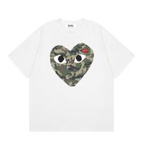Comme Des Garcons Play Camo Heart Print T-Shirt Loose Fit Short Sleeve Tee Young Adults Casual Wear M gray