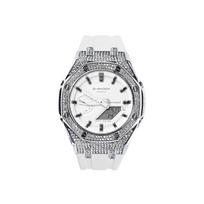 CASIO Custom Collection Kvarcinis Mechanizmas Laikrodis Unisex Baltas Ciferblatas GA-2100-7A7 Snow Diamond (Silver Full Rhinestones White) white