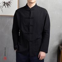 Pavasario Kinų Tradicinis Tang Kostiumas Hanfu Marškiniai Vyriški Stovimi Apykaklės Megztiniai Laisvalaikio Hanfu Marškiniai Retro Mygtukais Užsegamas Viršus XXXXL white
