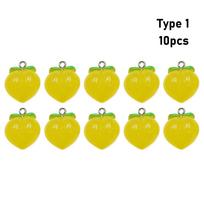 10pcs 3D Peach Flat Resin Charms Pendant Transparent Earrings Fruit Pendants Keychain Decoration DIY Links Hanging Ornaments yellow