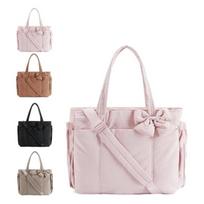 In Stock Women's Bowknot Tote & Crossbody Bag Set: Casual Travel & Large Capacity Outdoor Down Jacket Shoulder Bag 40*30*8CM rožinė