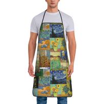Van Gogh Collage Bib Apron Male Female Polyester starry night portrait painter Household Adult Waterproof Thin Accessories Chef 38x47cm